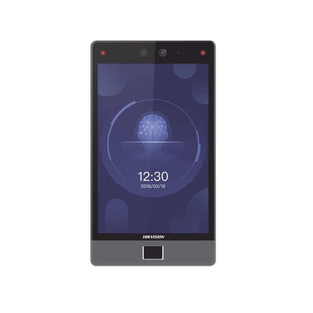 Terminal Facial Min Moe 8" Touch con Lector de Huellas / Delgada y Estética / PoE / 100,000 rostros / Exterior IP65 / Función de Videoportero y Lectura de Códigos QR / Lectura de tarjetas / HIK-IA