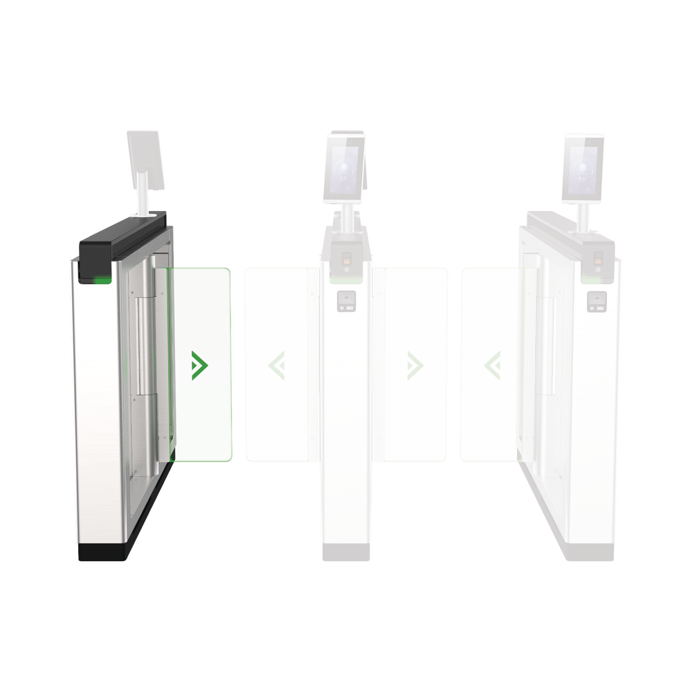 Torniquete de Apertura para Lado Izquierdo / Metal / Con 12 Pares de Detectores IR / Soporta Terminal de Reconocimiento Facial