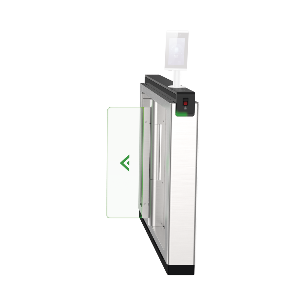 Torniquete de Apertura para Lado Derecho / Metal / Con 12 Pares de Detectores IR / Soporta Terminal de Reconocimiento Facial