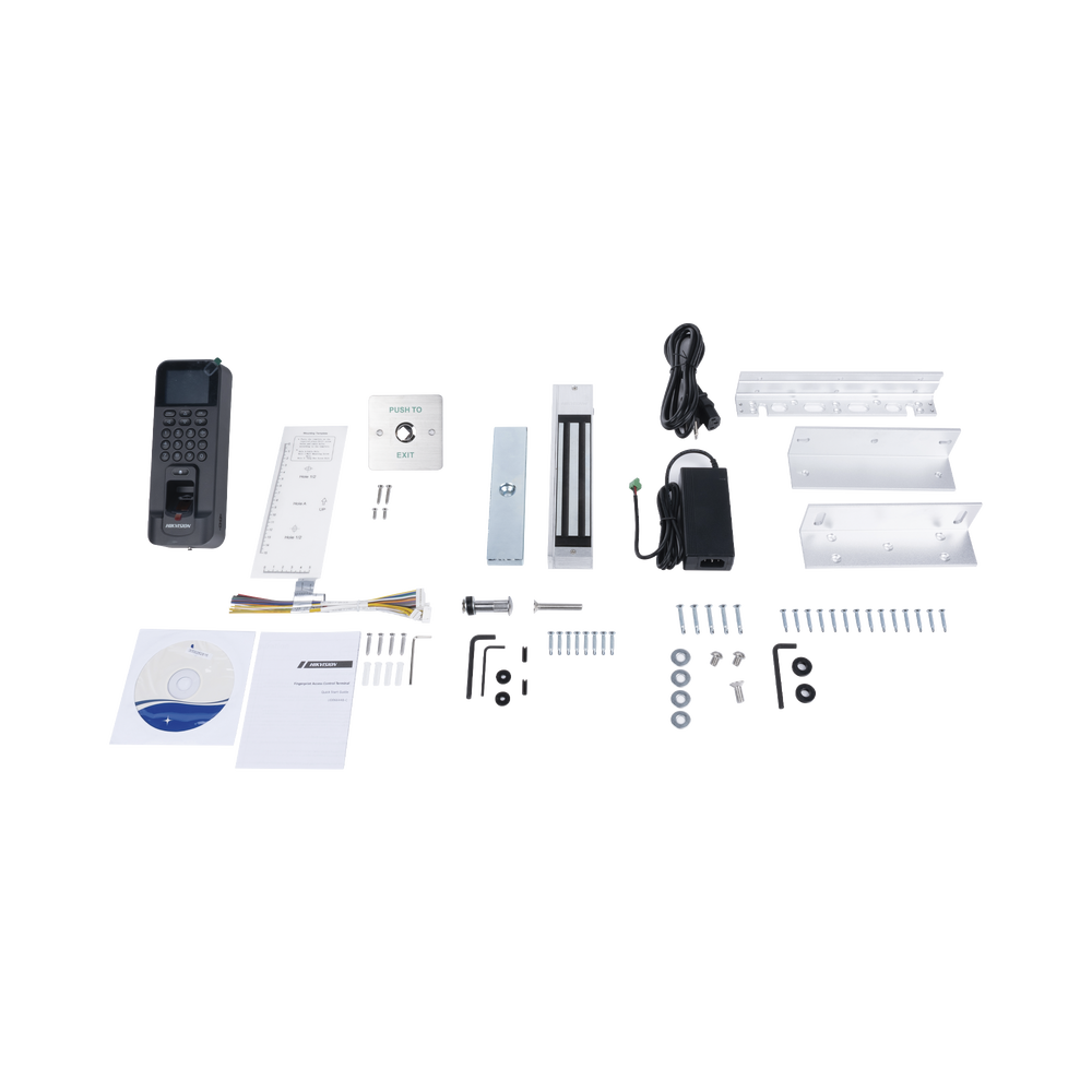 Kit de Control de Acceso TODO INCLUIDO con Lector de Huellas y Tarjetas / 3,000 Huellas / Compatible con App Hik-Connect / Incluye Electroimán Botón de Salida y Montajes Z y L para imán (DS-K1T804) - Image 4