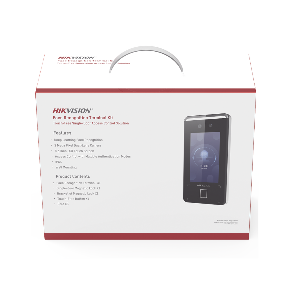 Kit de Control de Acceso TODO INCLUIDO con Lector de Rostros, QRs , Tarjetas y Huellas / 3,000 Rostros / Compatible con App Hik-Connect / Videoportero / Incluye Electroimán Botón de Salida y Montajes Z y L para imán / HIK-IA