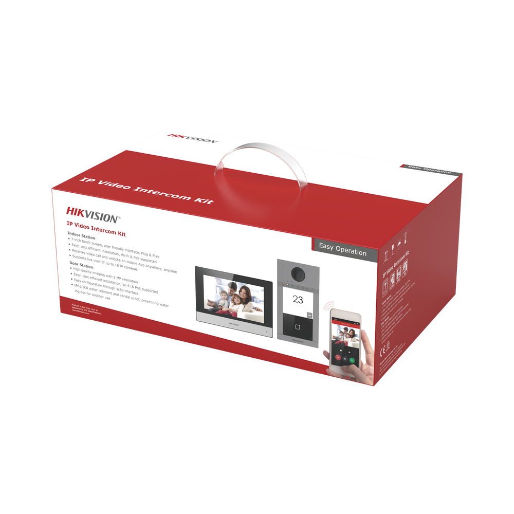 Kit de Videoportero IP WiFi con llamada a App de Smartphone (HikConnect) / Programación por Interfaz Web / Frente de calle IK08 & IP65 / Soporta PoE