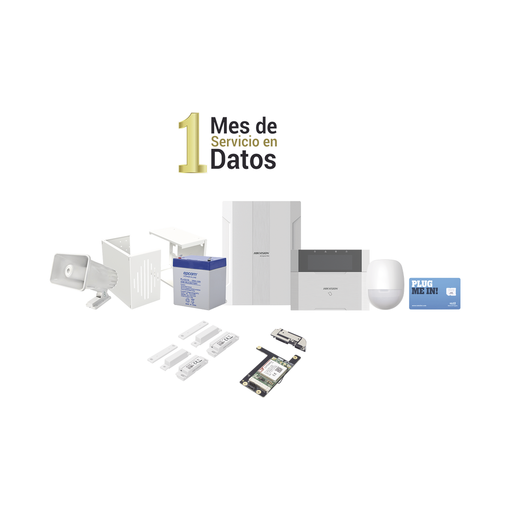 KIT Panel de Alarma HYBRID PRO / 1 Panel Híbrido / 1 Monitor LCD / 2 Contactos Magnéticos Inalámbricos / 1 PIR Inalámbrico / 1 Batería 12 vcc 4.5 Amp
