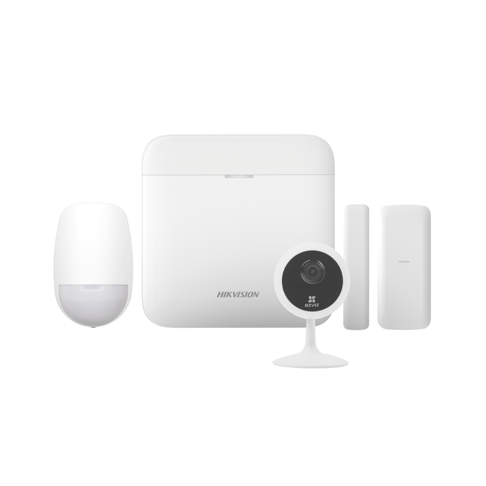 (AX PRO) KIT de Alarma AX PRO / Incluye: 1 Hub / 1 Sensor PIR / 1 Contacto Magnético Slim / 1 Camara Ip / WiFi / Compatible con Hik-Connect P2P