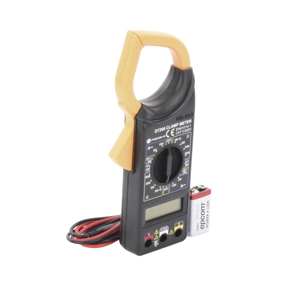 Multímetro Digital de Gancho DT266 600 Vcc / Vca CATII. Con pantalla LCD. Incluye Batería ER-9V de 9V - Image 5