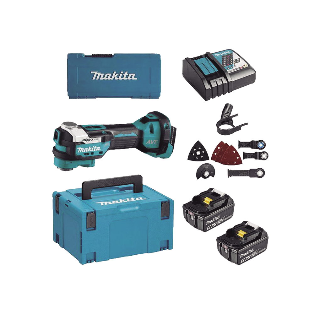 Multiherramienta Oscilante Inalámbrica de 18V, incluye 2 Baterías BL1850B de 5.0 A, Cargador DC18RC, Accesorios y Estuche Makpac - Image 2