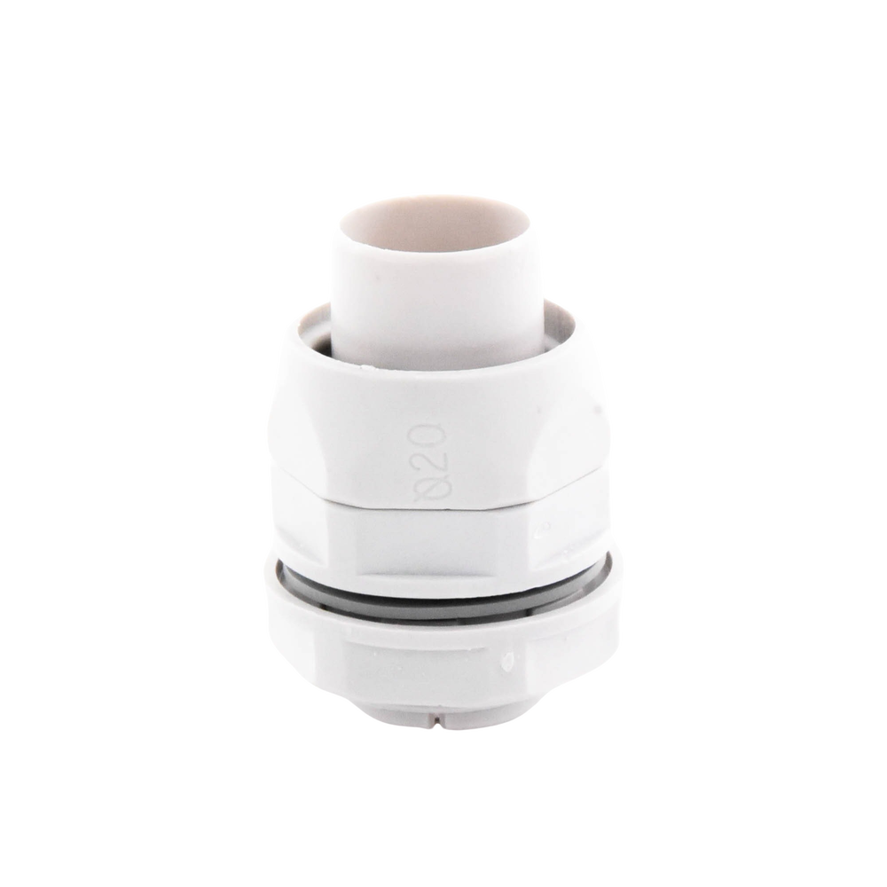 Conector (Racor) de tubería flexible a caja, PVC Auto-Extinguible de 20 mm, IP55