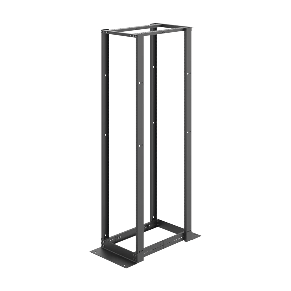 Rack de Cuatro Postes Estándar de 19", Rieles Numerados y Roscados #12-24, Profundidad Ajustable de 450 a 1050 mm, 45 Unidades de Rack, Color Negro