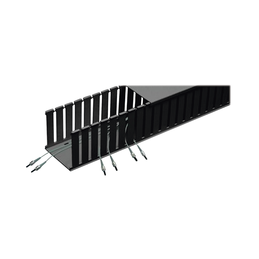 Canaleta Ranurada de PVC sin Tapa, Fiber-Duct™, 4 in de Ancho, 4 in de Alto y 1828.8 mm de Largo, Color Negro