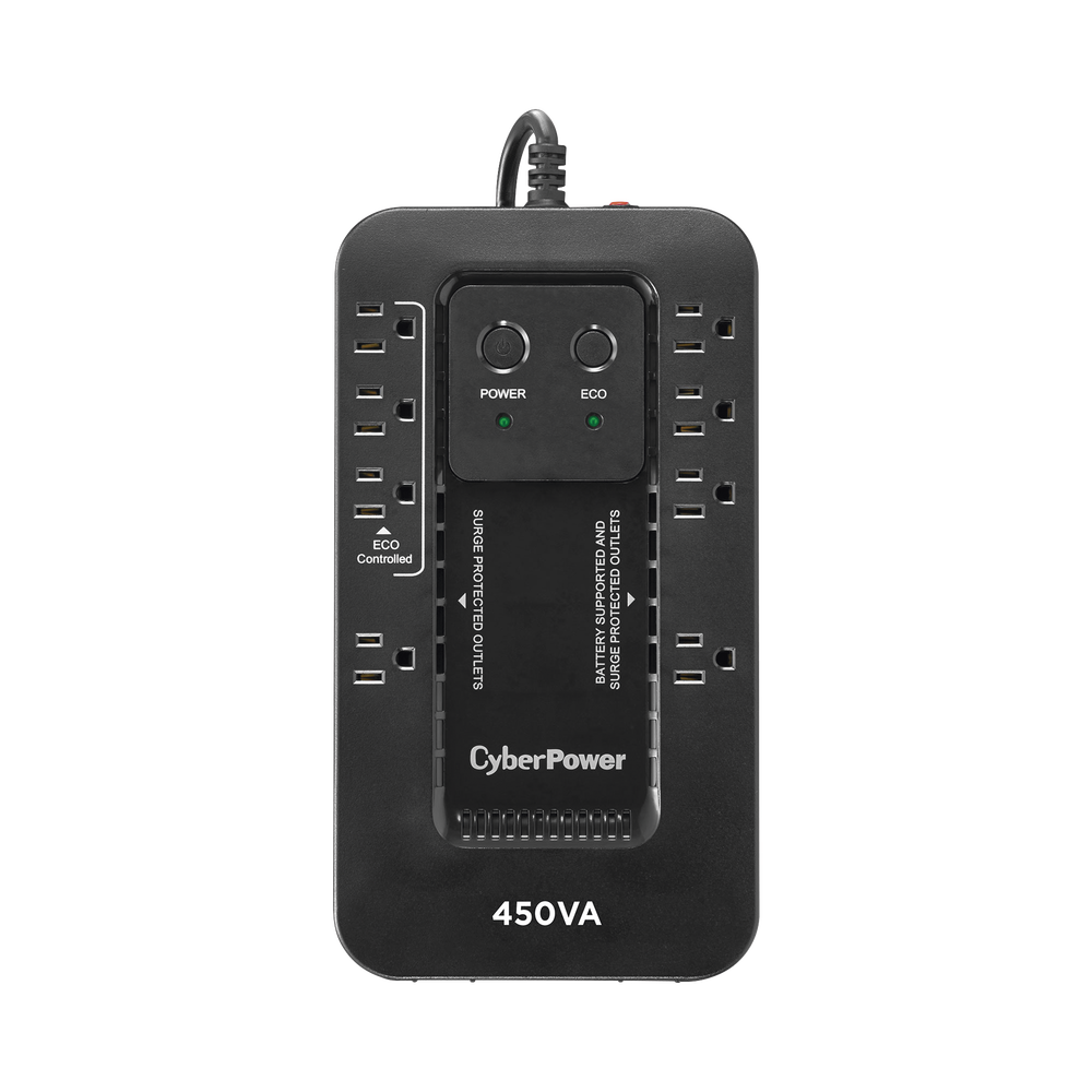 UPS de 450 VA/260 W, Topología Standby con Modo Ahorrador ECO, Entrada 120 Vca NEMA 5-15P, Con 8 Tomas NEMA 5-15R