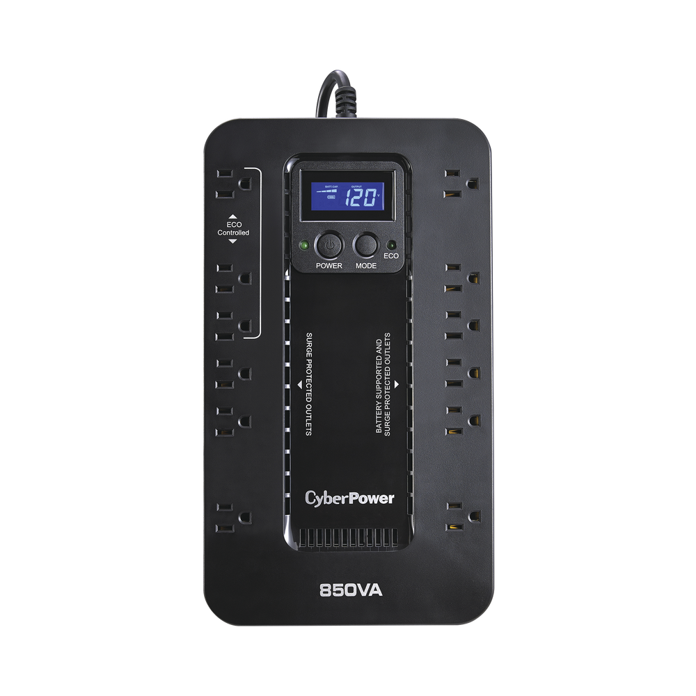 UPS de 850 VA/510 W, Topología Standby con Modo Ahorrador ECO, Entrada 120 Vca NEMA 5-15P, Con 12 Tomas NEMA 5-15R