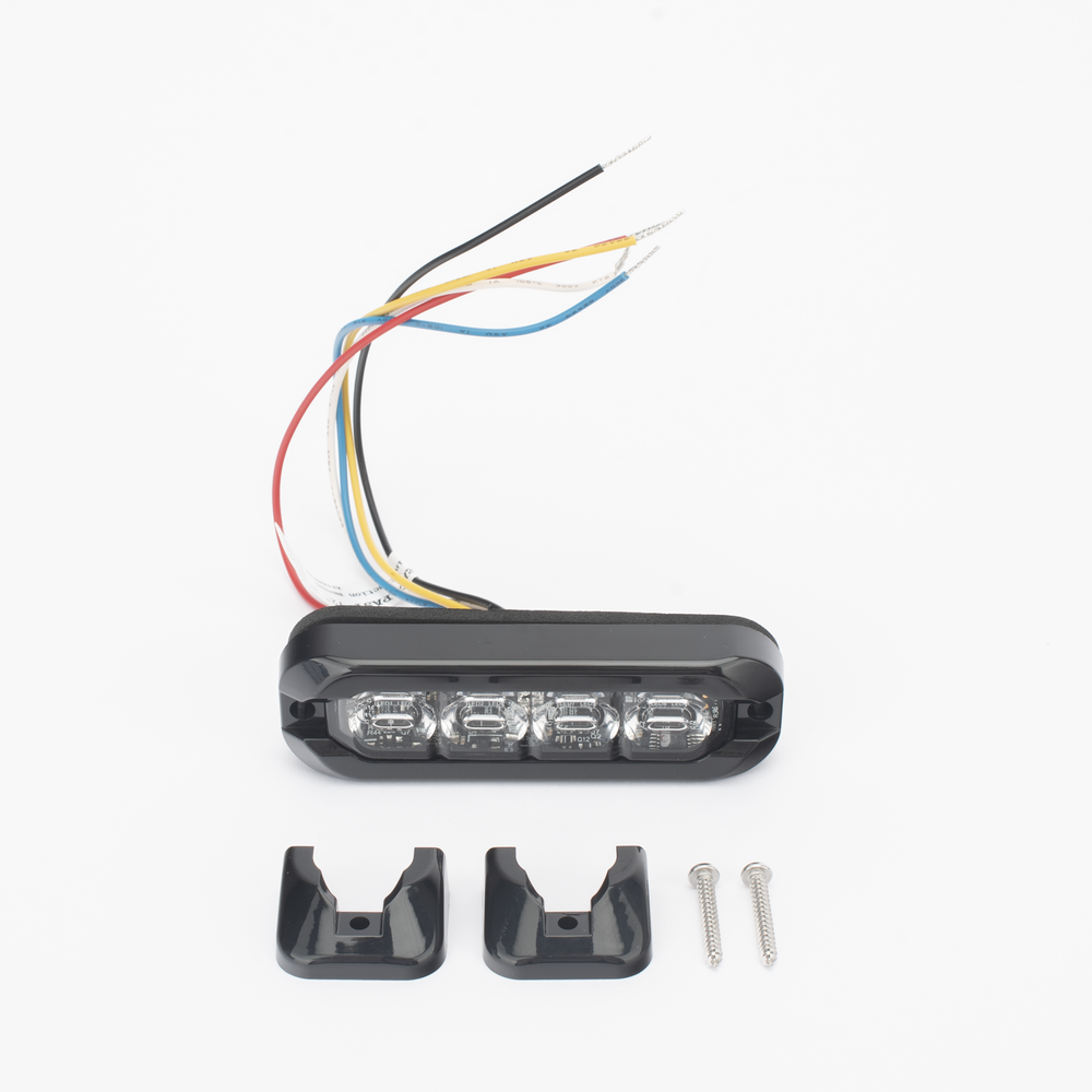 Luz Auxiliar Flexible 8 LED, Rojo / Azul, Bisel Negro, Lente Transparente - Image 2