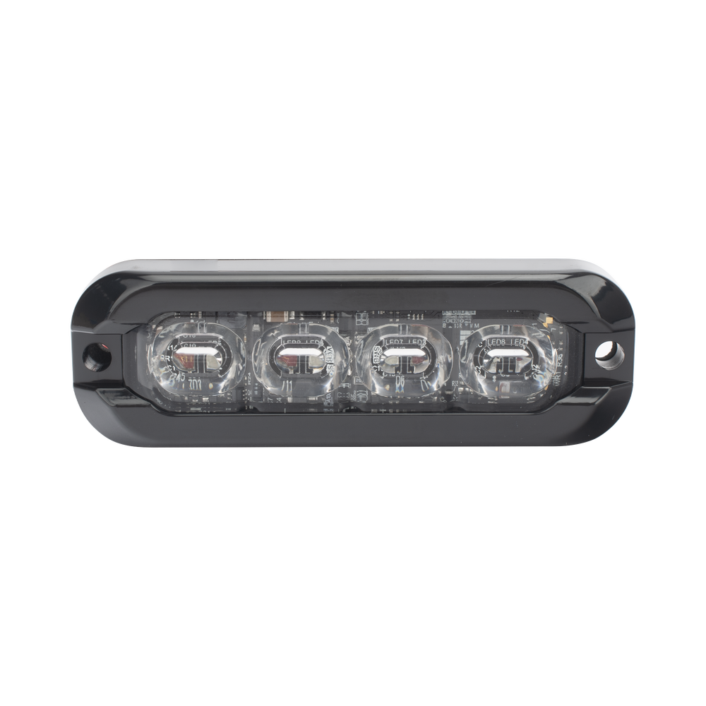 Luz Auxiliar Flexible 8 LED, Rojo / Azul, Bisel Negro, Lente Transparente