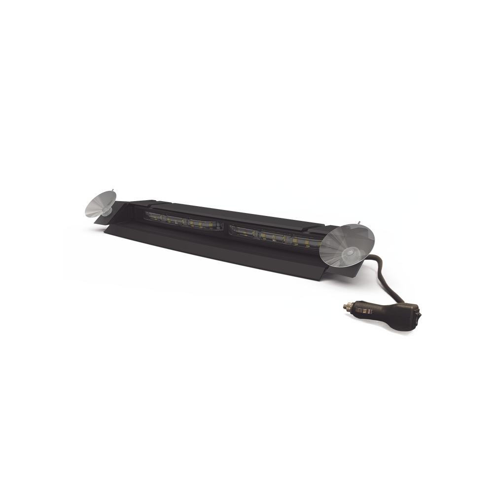 Luz de Visera, 12-24 Vcc con enchufe vehicular, doble cabezal, dual color, rojo/claro