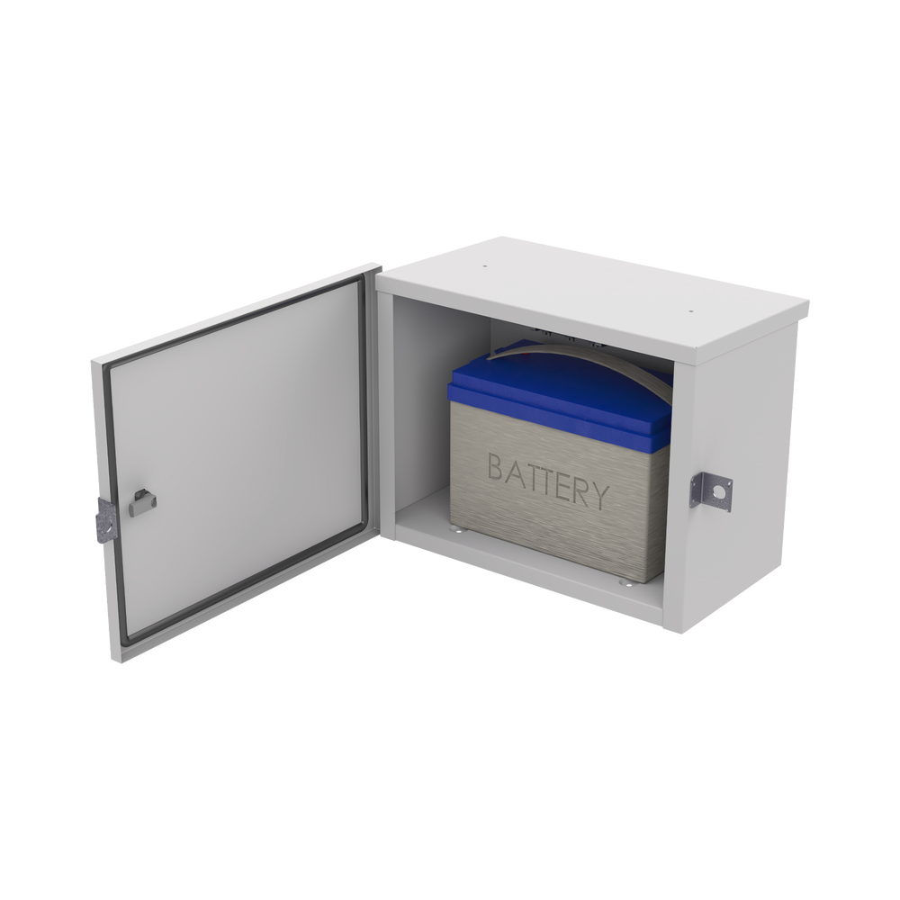 Gabinete de Acero Galvanizado, para Instalación de 1 Batería PL110D12, (550 x 420 x 290 mm) Instalación en piso o poste, accesorios (No incluidos) - Image 6