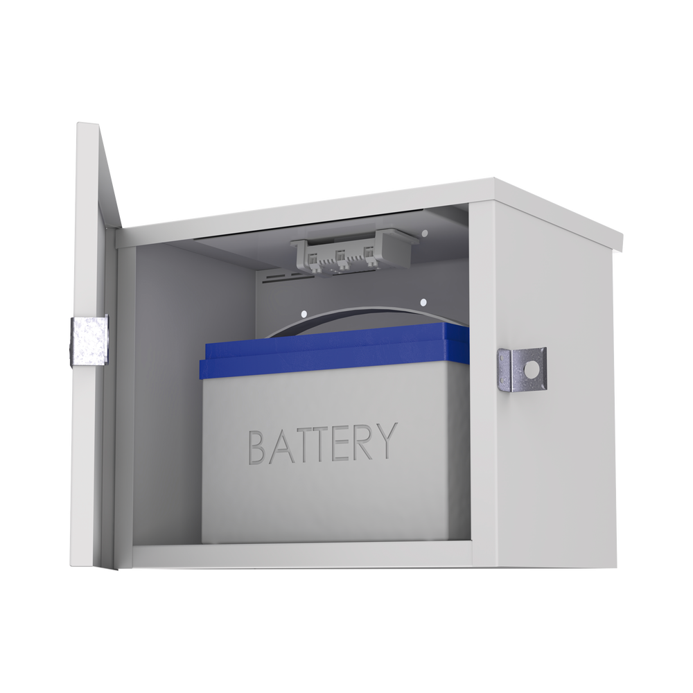 Gabinete de Acero Galvanizado, para Instalación de 1 Batería PL110D12, (550 x 420 x 290 mm) Instalación en piso o poste, accesorios (No incluidos) - Image 7