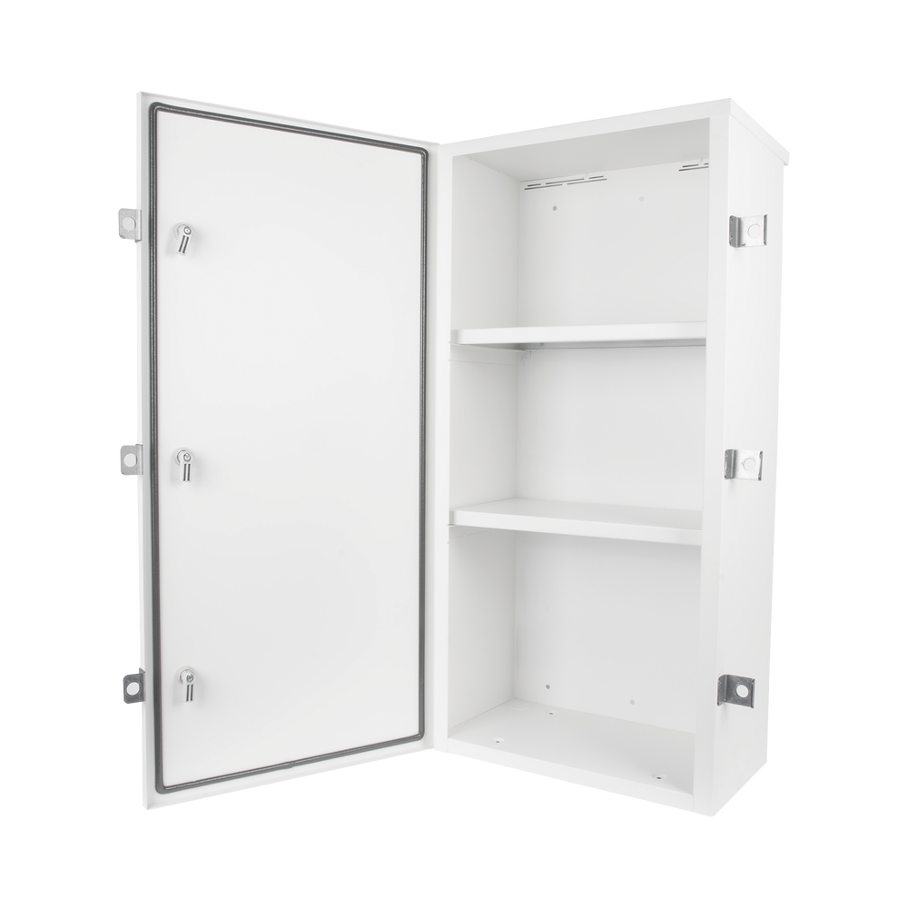 Gabinete para instalación de 3 Baterías PL110D12, Fabricado en Lámina Galvanizada, Accesorios para piso o poste (No incluidos) - Image 3