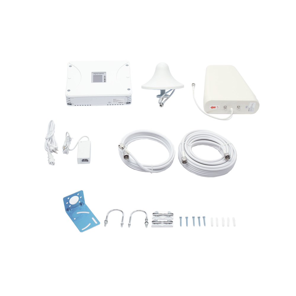 Kit Amplificador de Señal Celular 2G, 3G, 4G y 5G / Mejora llamadas convencionales y VoLTE / Amplifica señal de TELCEL, AT&T, MOVISTAR, BAIT,DiRi y más / Cubre hasta 300 m² con una antena y hasta 900 m² con 3 antenas.