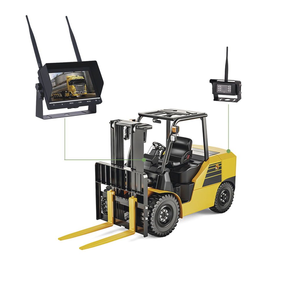 Sistema Profesional Inalámbrico de Cámara de Reversa Infrarroja y Monitor de 7" para Vehículos de Trabajo y Montacargas - Image 5