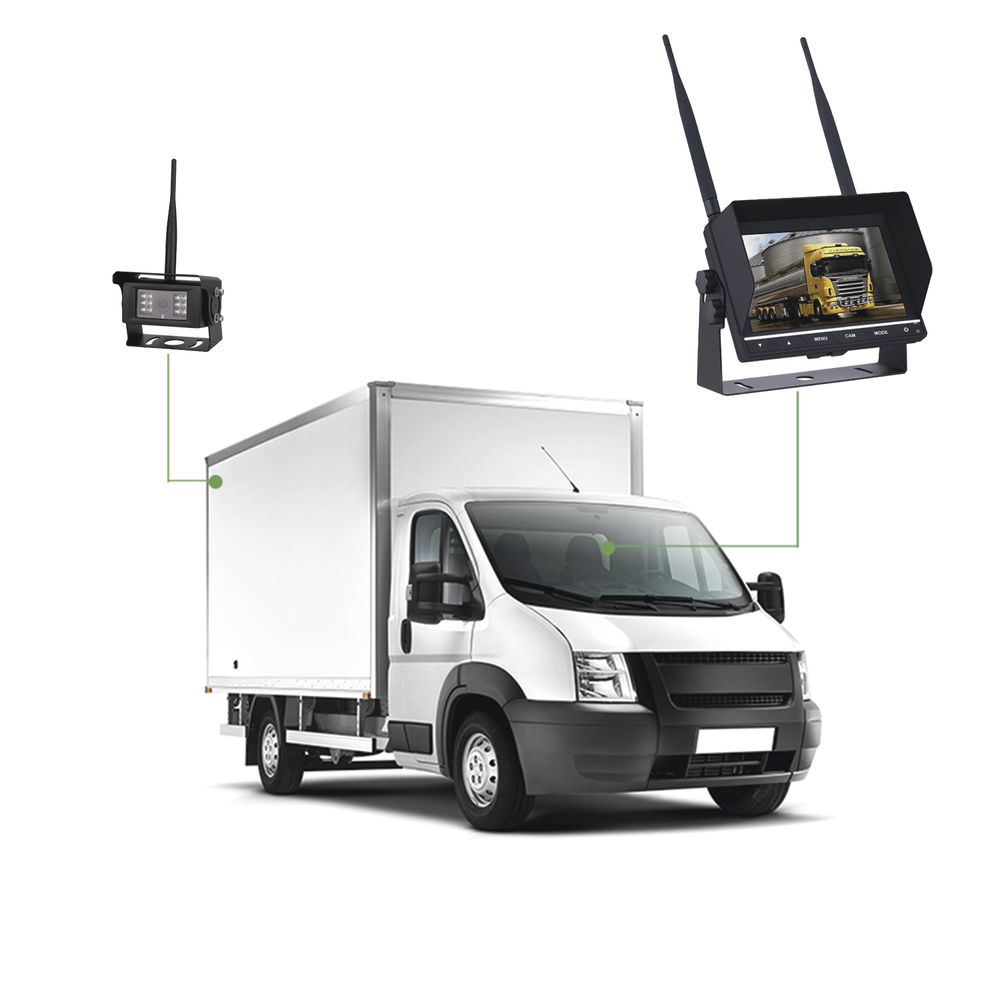 Sistema Profesional Inalámbrico de Cámara de Reversa Infrarroja y Monitor de 7" para Vehículos de Trabajo y Montacargas - Image 6