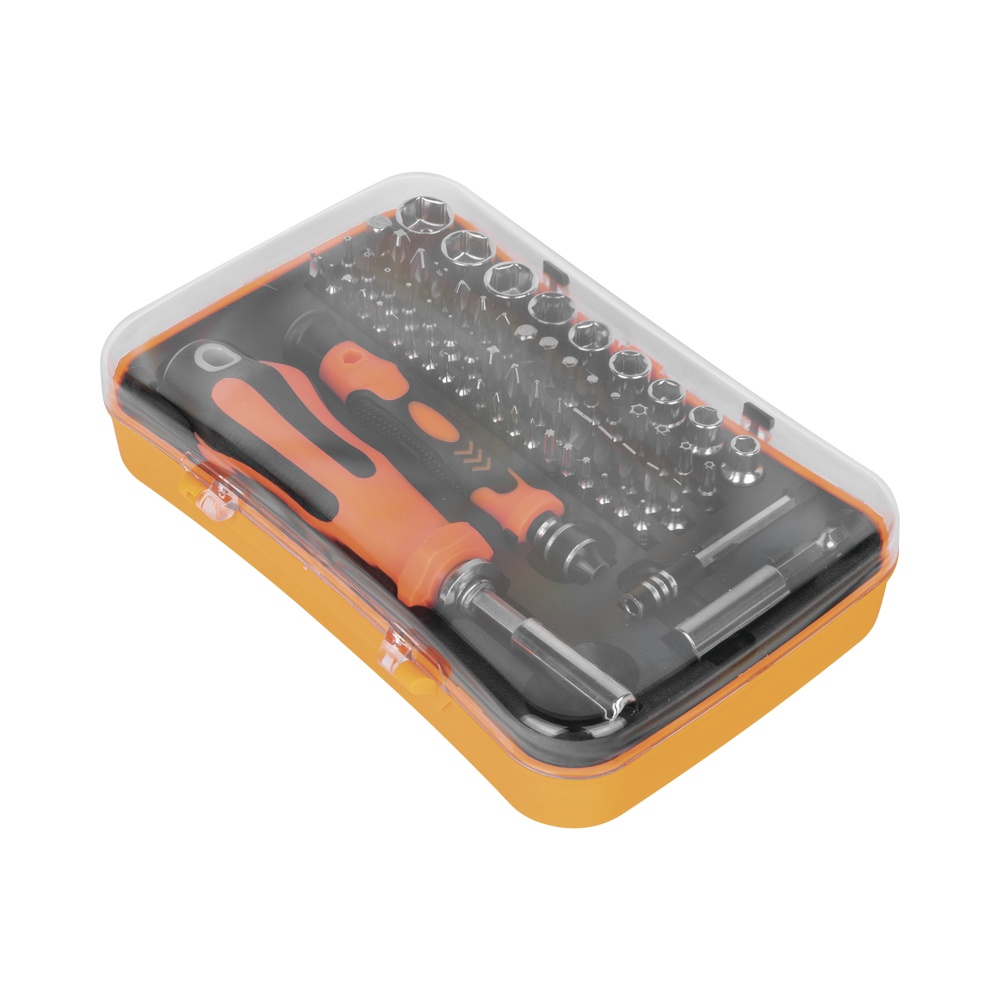 Juego de Puntas y Accesorios con 65 piezas. Doble Maneral.