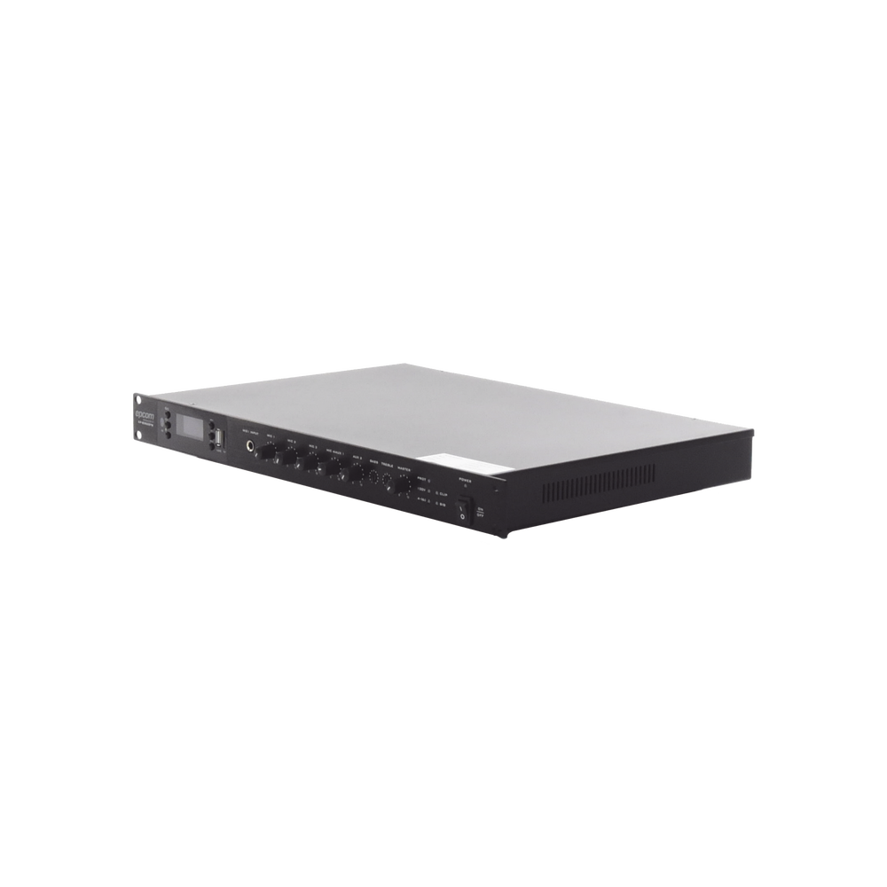 Amplificador de Audio | 1 canal | 350 W | Sistema 100V y Baja Impedancia | 4 Entradas de Micrófono Balanceadas | Bluetooth | USB | SD | FM | Montaje en Rack - Image 3