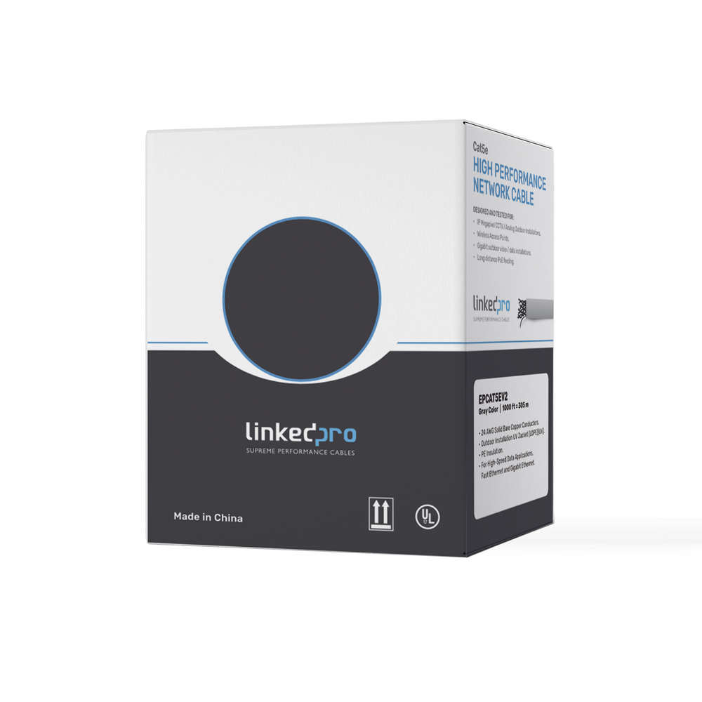 Bobina de Cable de 305 Metros (1000 Pies) Cat5e, Aleaci?n de Cobre y Aluminio (CCA), Color Gris, Uso Interior