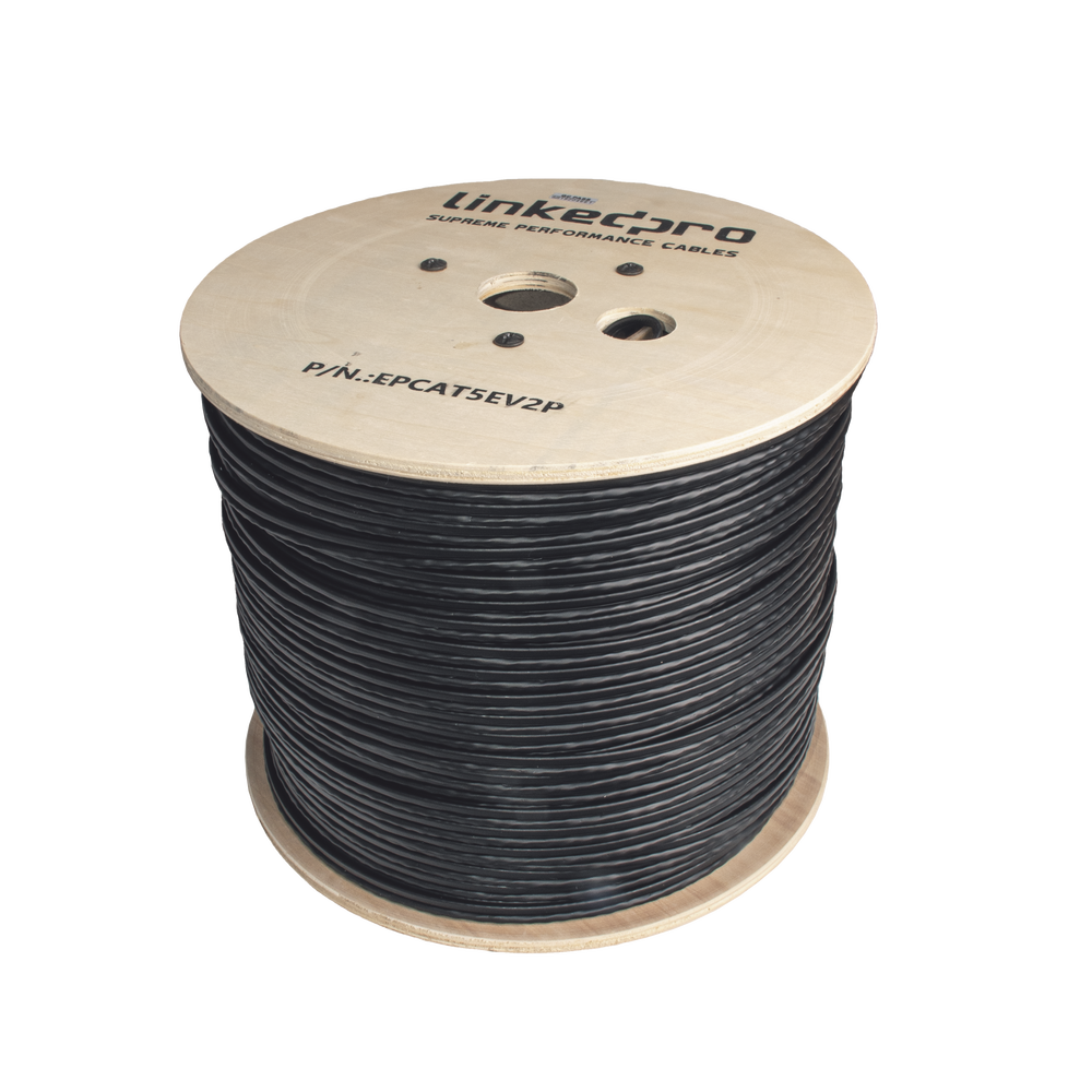 Bobina de Cable Siam?s Cat5e CCA + 2 Cables Gruesos (16 AWG) para Alimentar C?maras M?s Lejos / 305 Metros (1000 Pies) / Instalaci?n en Exterior / Uso Industrial para Climas Extremos