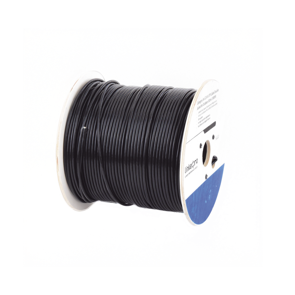 Bobina de Cable de 305 Metros (1000 Pies) Cat6, Aleación de Cobre y Aluminio (CCA), Color Negro, Uso Intemperie, Doble Forro - Image 4