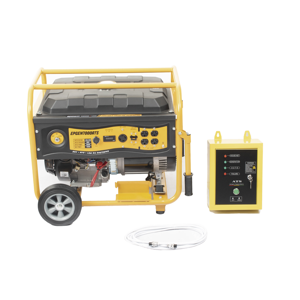 Generador a Gasolina / Planta de Emergencia con Encendido Automático, 6.5KW, 220Vac 2 Fases, Jaula con Ruedas para Fácil Traslado
