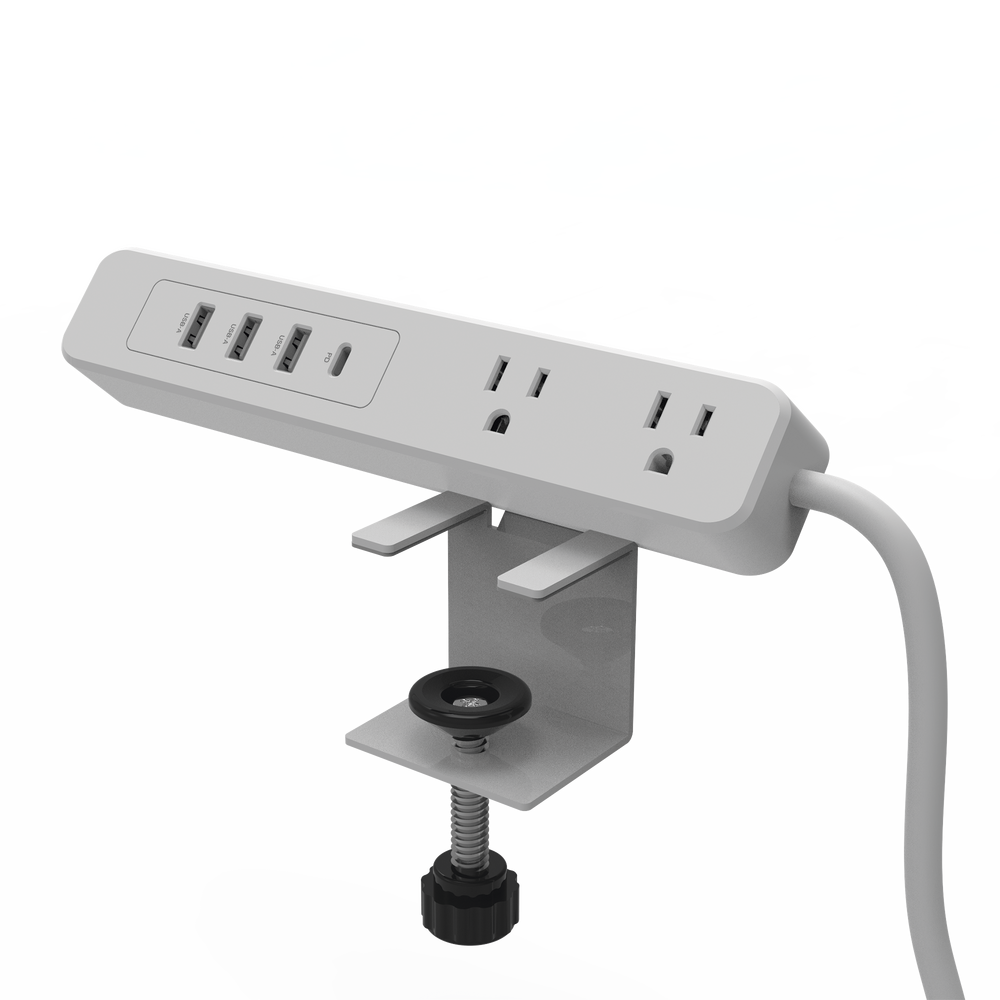 Multicontacto con Montaje para Escritorio / Carga Rápida para 65 W / 2 x Nema 5-15P / 3 x USB-A (5V @3A) / 1 x USB-C (65W) - Image 3