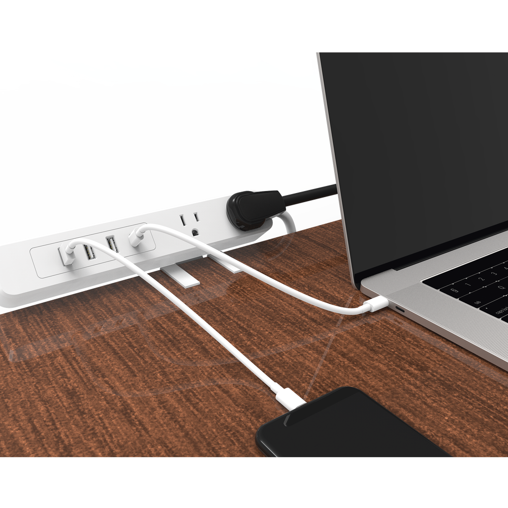 Multicontacto con Montaje para Escritorio / Carga Rápida para 65 W / 2 x Nema 5-15P / 3 x USB-A (5V @3A) / 1 x USB-C (65W) - Image 4