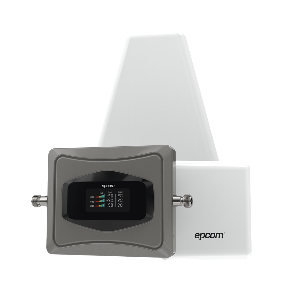 Kit Amplificador de Señal Celular 4G / Mejora las llamadas convencionales y VoLTE / Soporta los datos de las tecnologías 2G, 3G y 4G de TELCEL, AT&T y MOVISTAR / Cubre hasta 600 m2.
