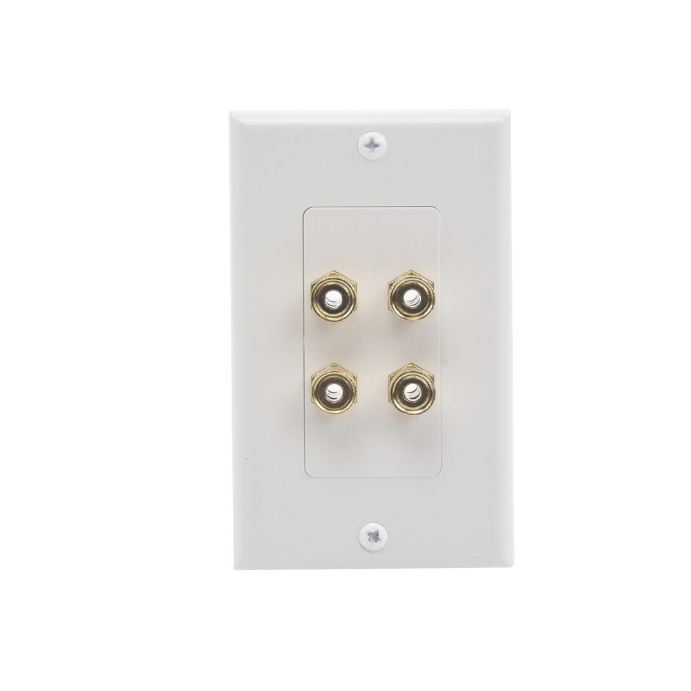 Placa de Pared | Postes de Unión Tipo Banana | Conexión para 2 Altavoces | Fácil Instalación | Conectores Chapados en Oro