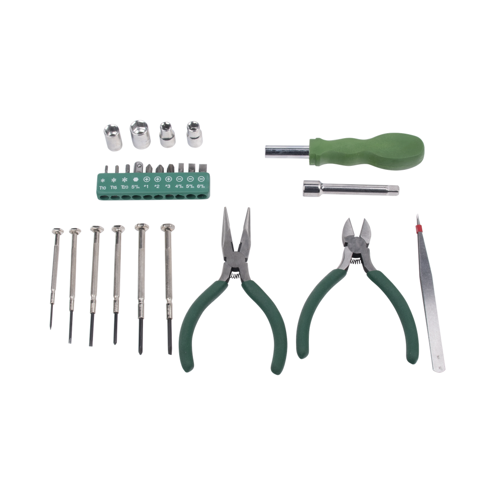 Juego de Herramientas en Estuche Portátil con 25 Pzas. (Desarmadores Finos + Pinzas + Puntas + Maneral). - Image 5