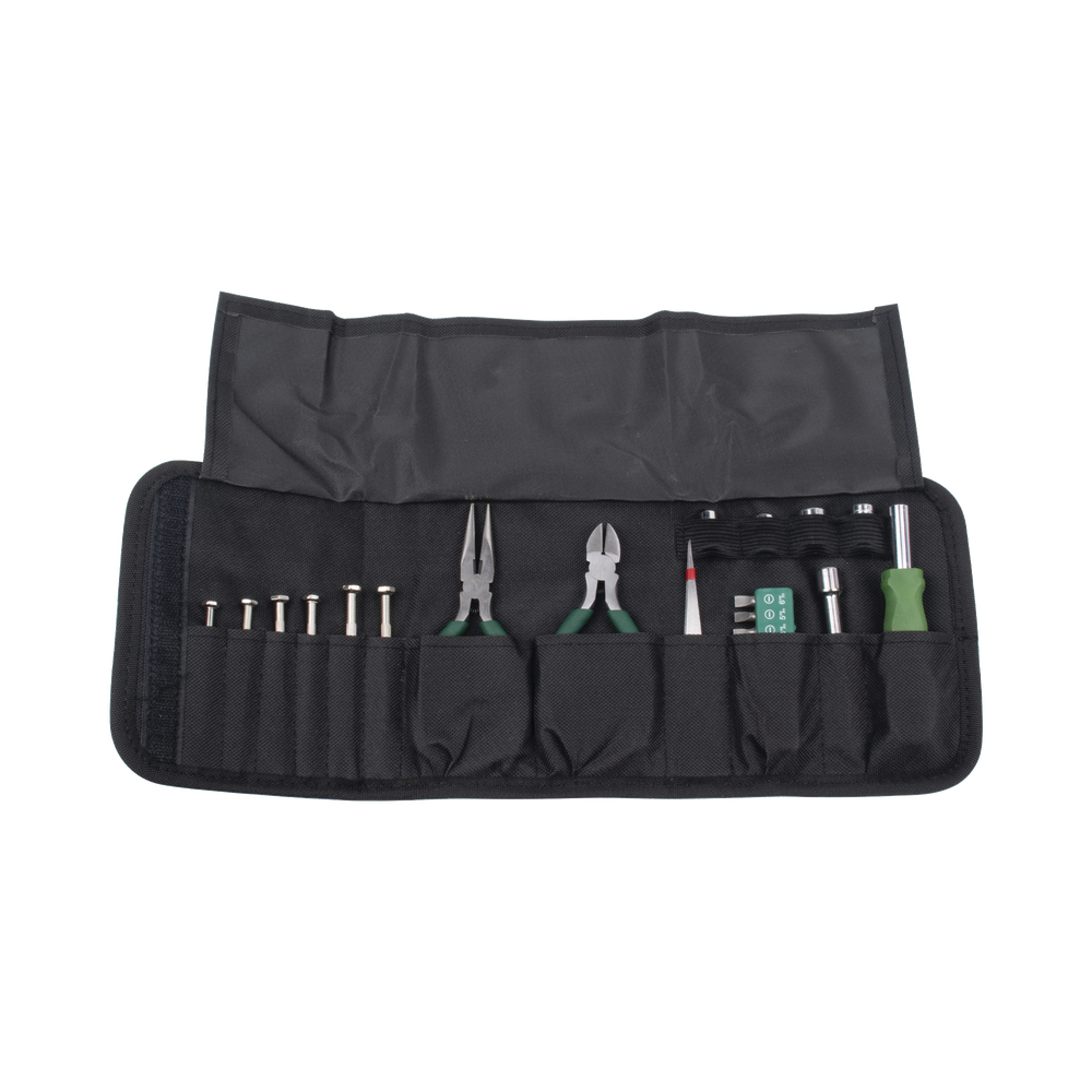 Juego de Herramientas en Estuche Portátil con 25 Pzas.  (Desarmadores Finos + Pinzas + Puntas + Maneral).