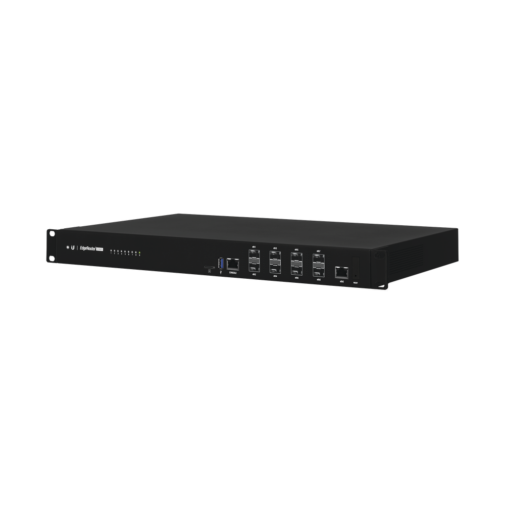 EdgeRouter INFINITY de 8 puertos SFP+ 10 G + 1 puerto RJ45 Gigabit, throughput 80 Gbps, 16 núcleos y 16 GB RAM , fuentes de alimentación modulares Hot-Swappable