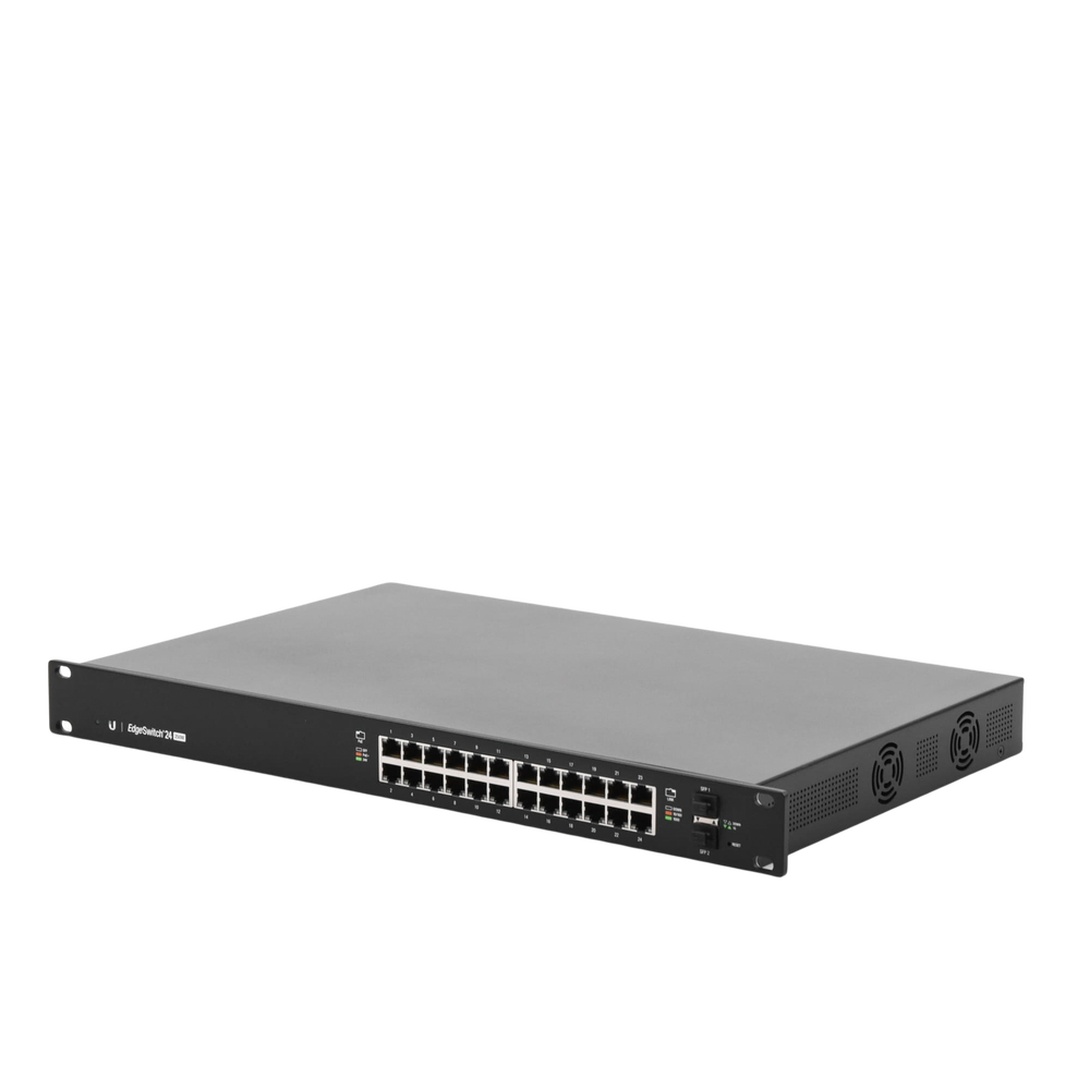 Switch EdgeMAX administrable de 24 puertos Gigabit con PoE+/PoE Pasivo 24V + 2 Puertos SFP, 250 W