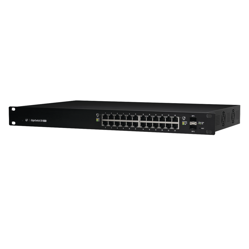 Switch EdgeMAX Administrable de 24 Puertos Gigabit con PoE+/PoE Pasivo 24V + 2 Puertos SFP, 500 W