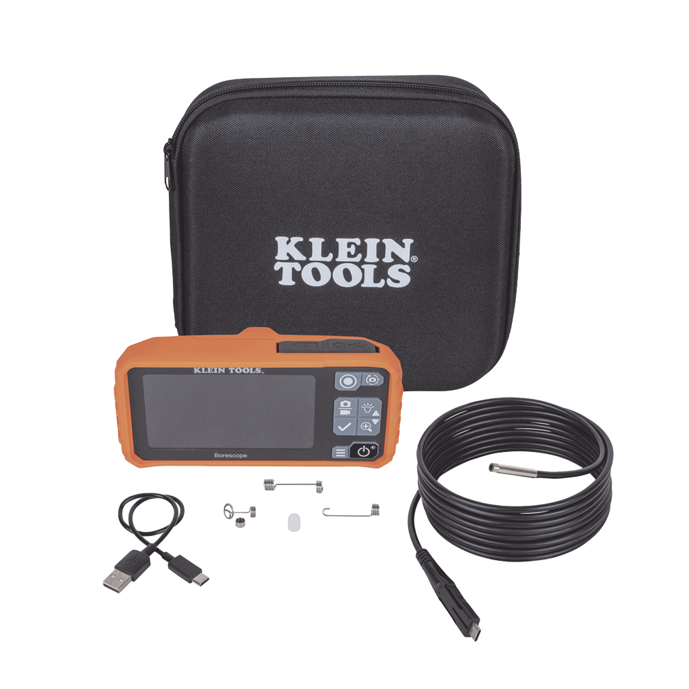 Cámara Boroscopio de Inspección 5.5mm 720p USB-C, LCD 4.3" Color, Cuello de Cisne Nylon de 10' (3m) con Imán, Espejo, 6 LED´s. Batería Io-Li Recargable. Ideal en Electricidad, HVAC, Plomería y Aviación