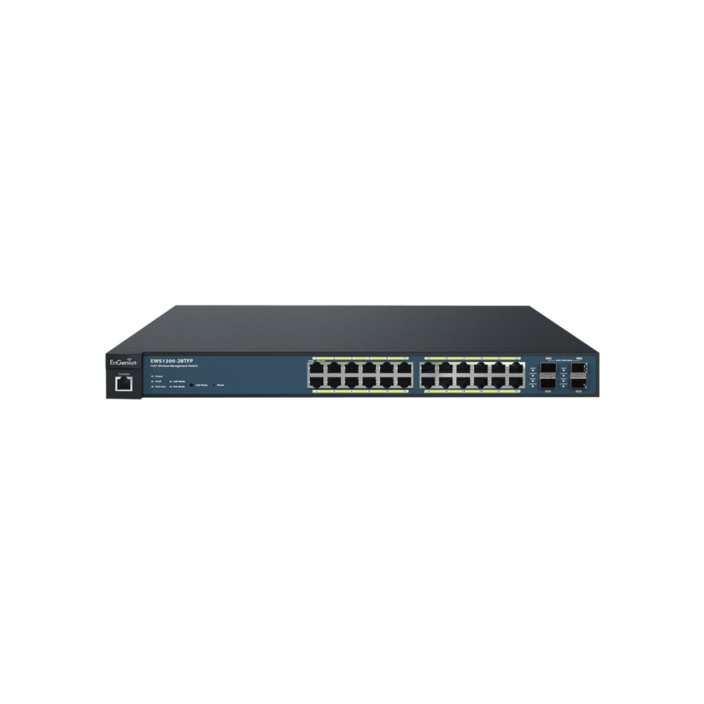 Switch PoE Administrable  de 24 Puertos Gigabit, 4 Puertos SFP, Soporta Hasta 410 W con Opción de Controlador para Serie Neutron y Enturbo.