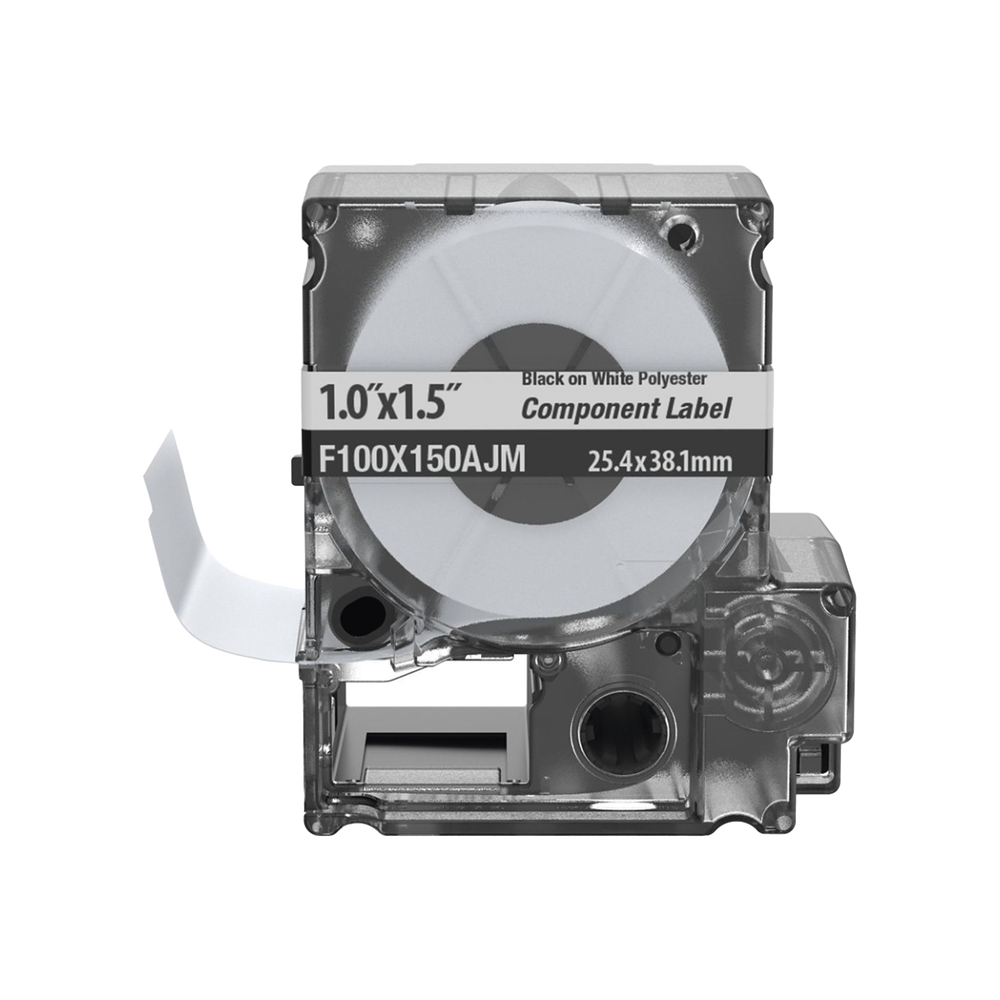 Casete de 150 Etiquetas Bandera, Poli?ster de 25.4 mm x 38.1 mm (1 x 1.5 pulgadas), para Cables de 3.1 mm - 5.1 mm (0.12 - 0.2 pulgadas) de Di?metro, ?rea de Impresi?n Color Blanco