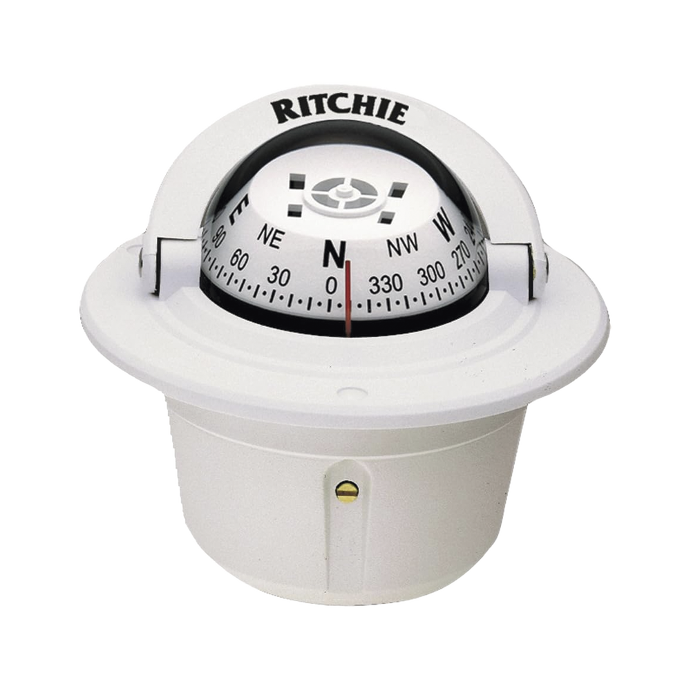 Brújula serie Explorer en color blanco, con iluminación nocturna color verde.