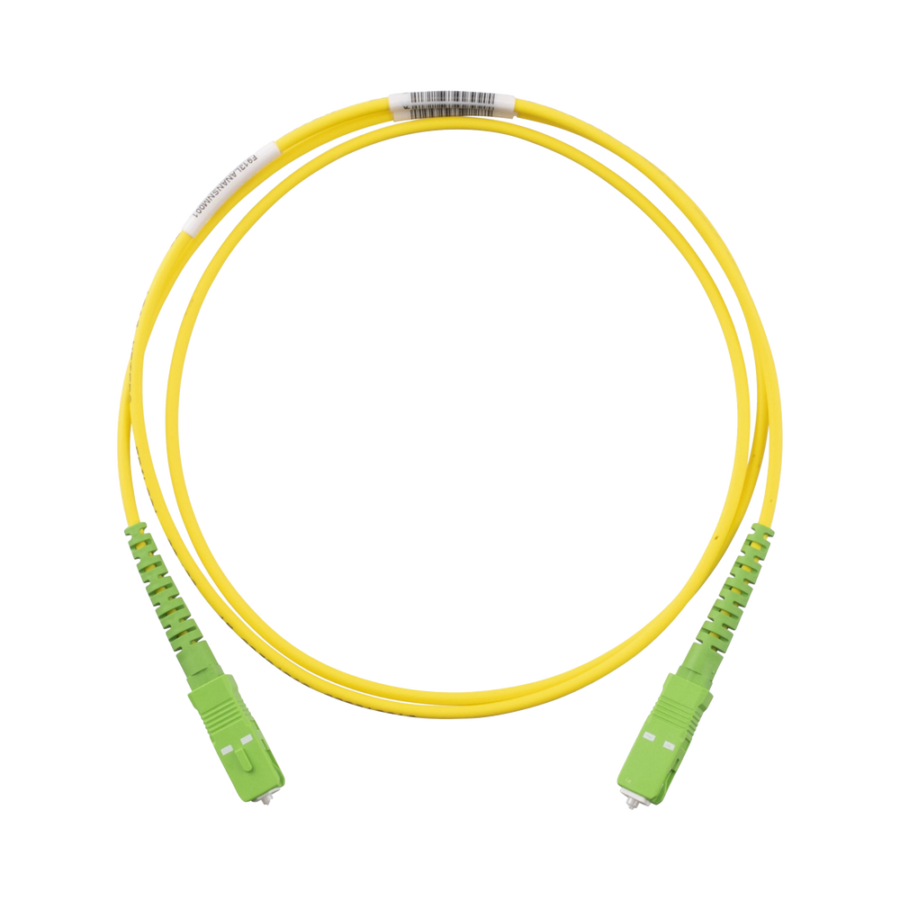 Jumper de Fibra Optica Monomodo 9/125 OS2, SC/APC-SC/APC Simplex, OFNR (Riser), Color Amarillo, 1 Metro (3.28 Pies)