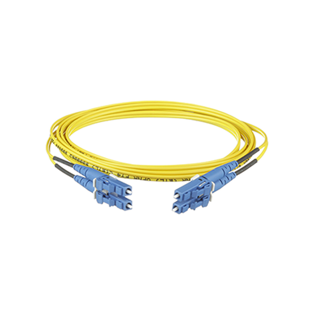 Jumper de Fibra Optica Monomodo 9/125 OS2, LC-LC Duplex, OFNR (Riser), Color Amarillo, 6 Metros (19.69 Pies)