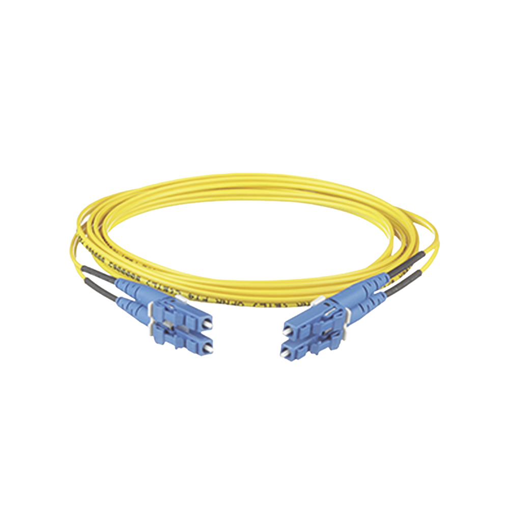 Jumper de Fibra Optica Monomodo 9/125 OS2, LC-LC Duplex, OFNR (Riser), Color Amarillo, 12 Metros (39.37 Pies)