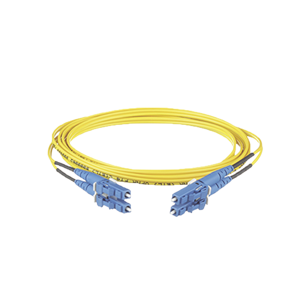 Jumper de Fibra Optica Monomodo 9/125 OS2, LC-LC Duplex, OFNR (Riser), Color Amarillo, 20 Metros (65.62 Pies)