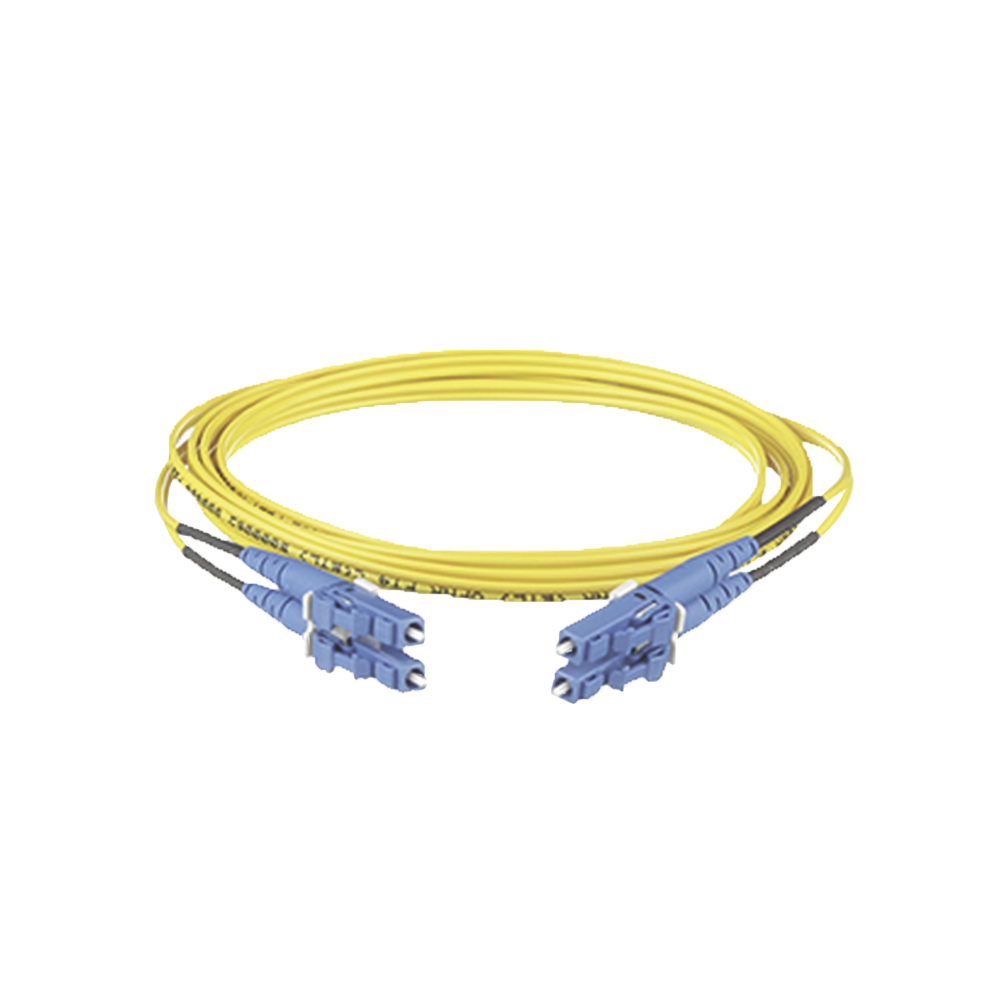 Jumper de Fibra Optica Monomodo 9/125 OS2, LC-LC Duplex, OFNR (Riser), Color Amarillo, 30 Metros (98.43 Pies)