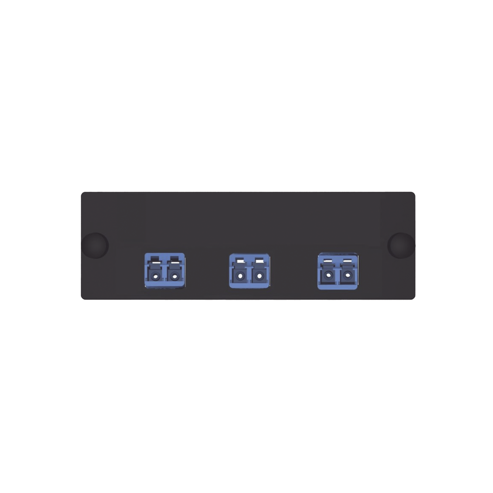 Placa Acopladora de Fibra ?ptica FAP, Con 3 Conectores LC Duplex (6 Fibras), Para Fibra Monomodo OS1/OS2, Color Azul