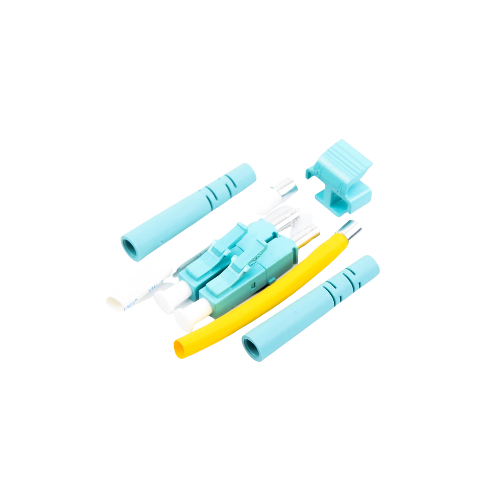 Conector de Fibra Óptica LC Duplex, Epoxico, Fibra Recubierta, Multimodo, Color Aqua (No pre-pulido) - Image 2